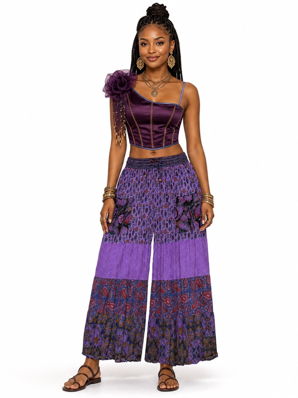 Hippie Forever Handmade Patchwork Palazzo Pants Womens SZ 1X Plus Dreamy Fairy